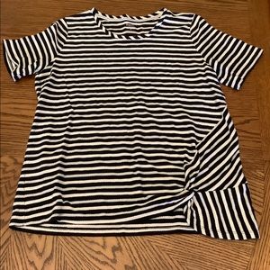 Rafaella striped top with side gather - Med.